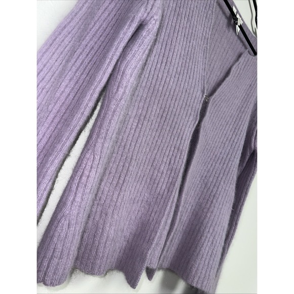 Vintage Cardigan Womens Large Lavender Lambswool Angora Rabbit Coquette Soft - Picture 2 of 12